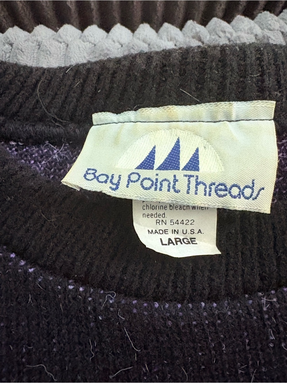 Black Crewneck Sweater with Pink & Lilac holiday Pattern - Picture 4 of 7